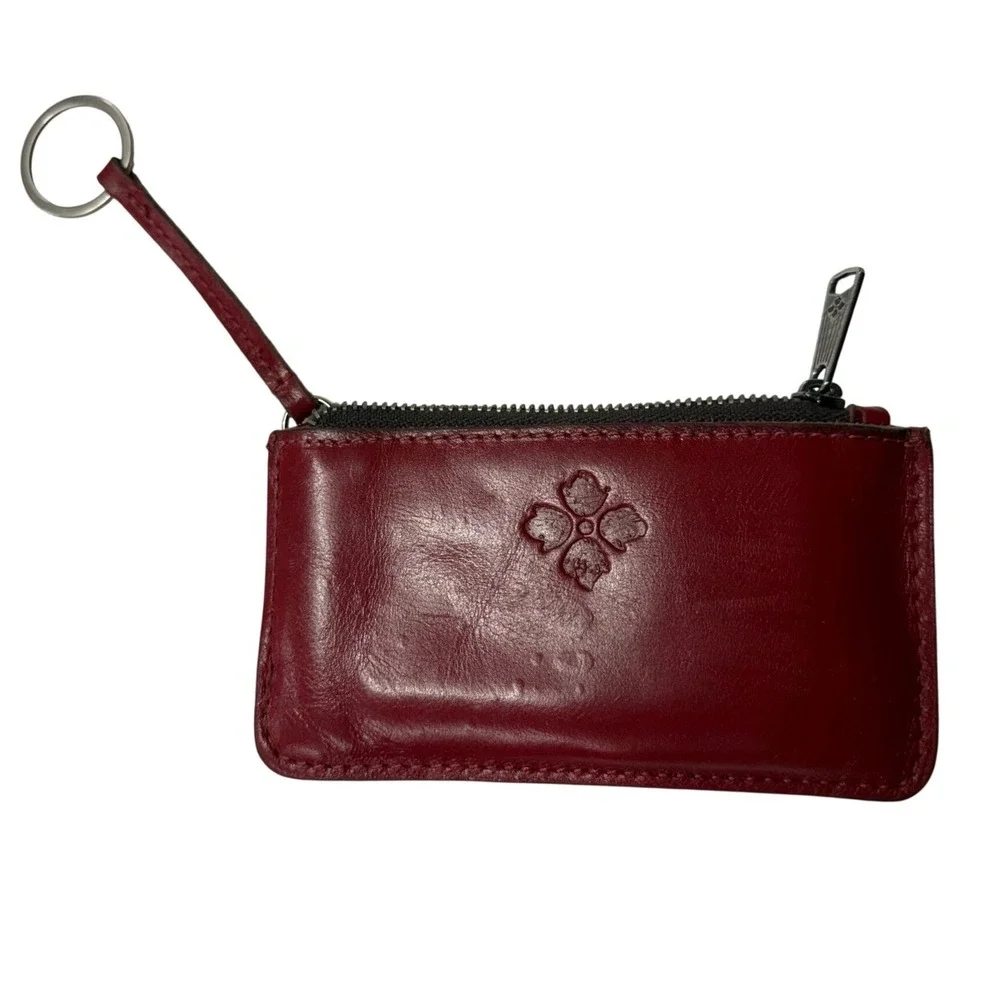 Patricia Nash Oxblood Red Leather Coin Purse ID Holder Key Ring Wallet